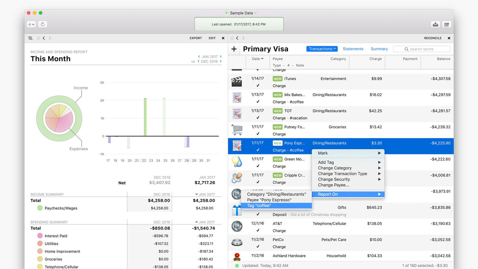 open reconcile reports quicken mac 2017