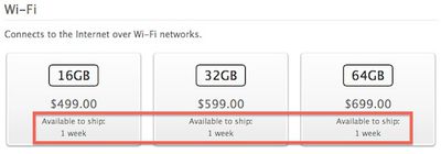 ipad 4 shipping 1 week