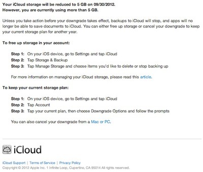 Apple Notifies Former Mobileme Customers Of Impending Icloud Storage Downgrade Macrumors
