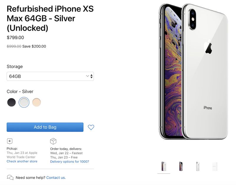 Apple Begins Selling Refurbished Iphone Xs And Iphone Xs Max