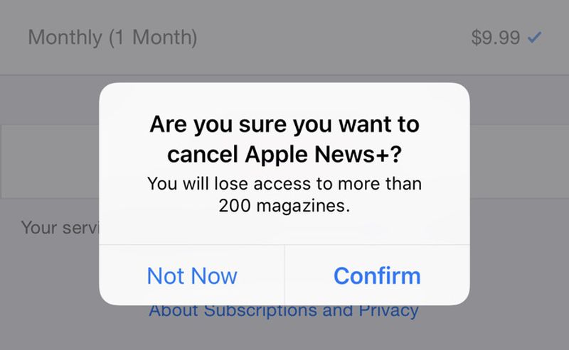 cancel apple news free trial