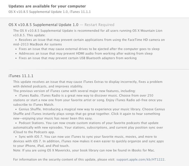 Apple Releases OS X 10.8.5 Supplemental Update With Several Bug Fixes ...