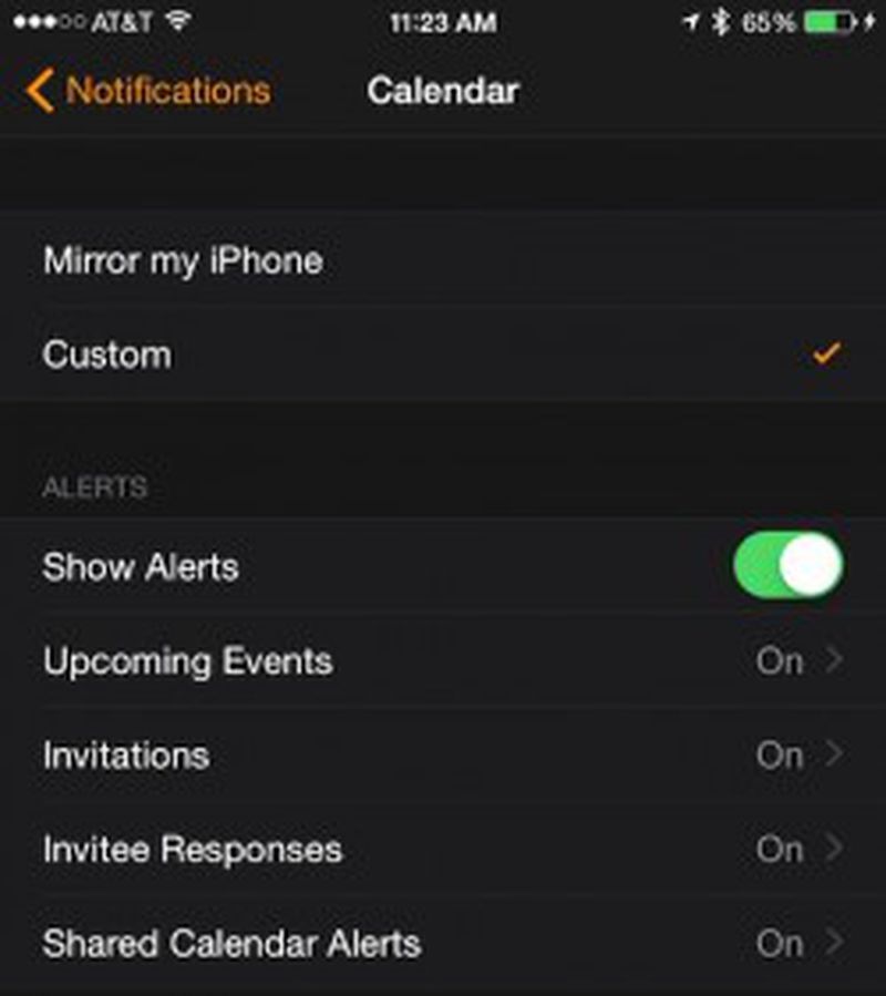 Calendar Notification Customization Apple Watch