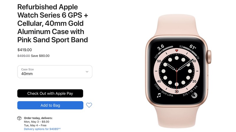 cost of apple watch 6