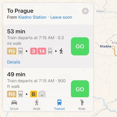 apple maps transit prague