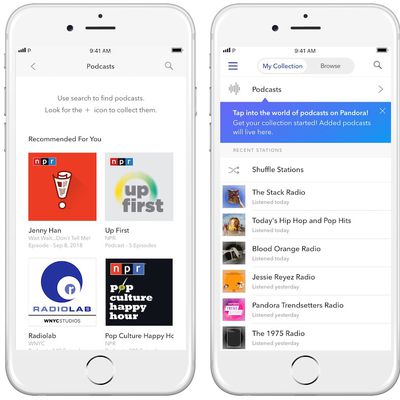 pandora podcasts update