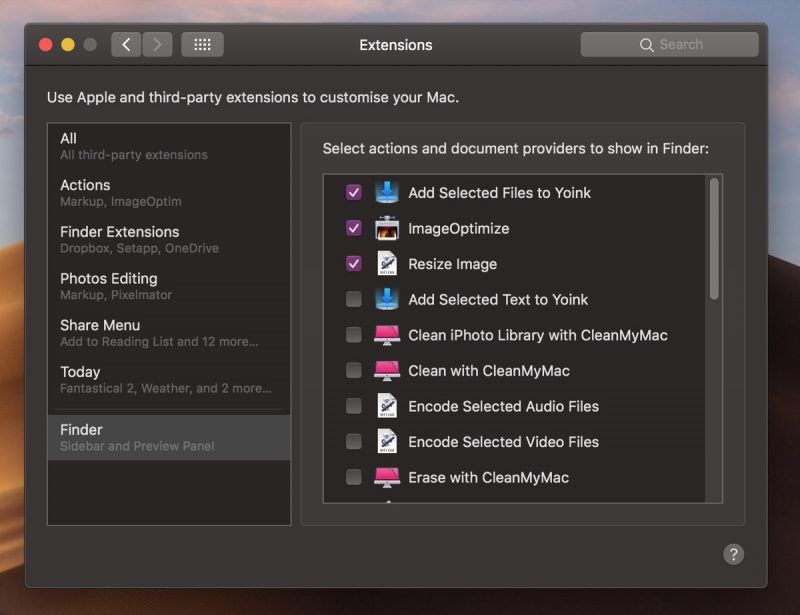 use quick actions in macos mojave image