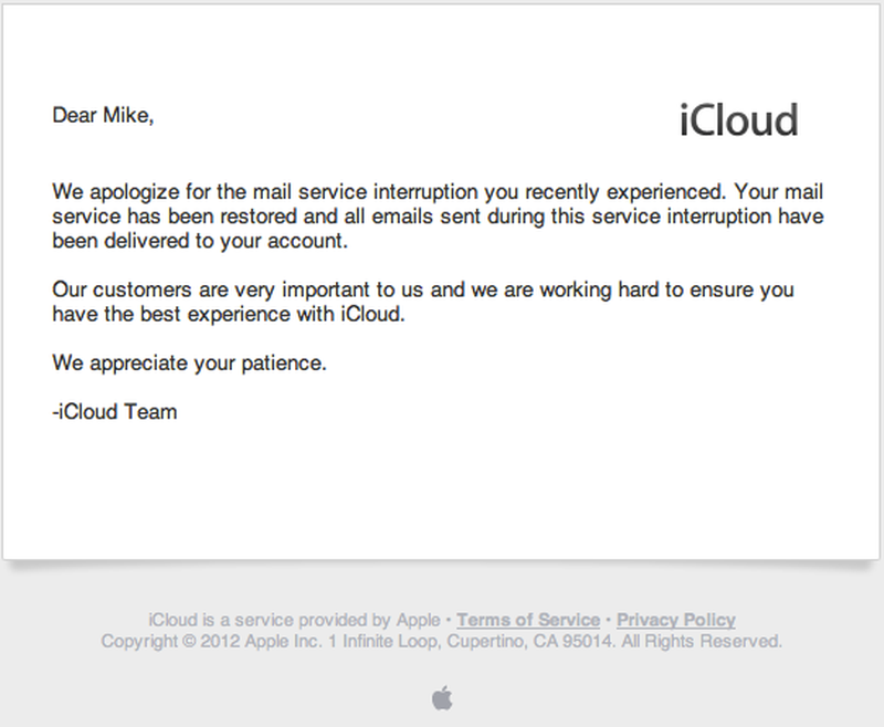 Apple Sends Emailed Apologies for iCloud Outage MacRumors