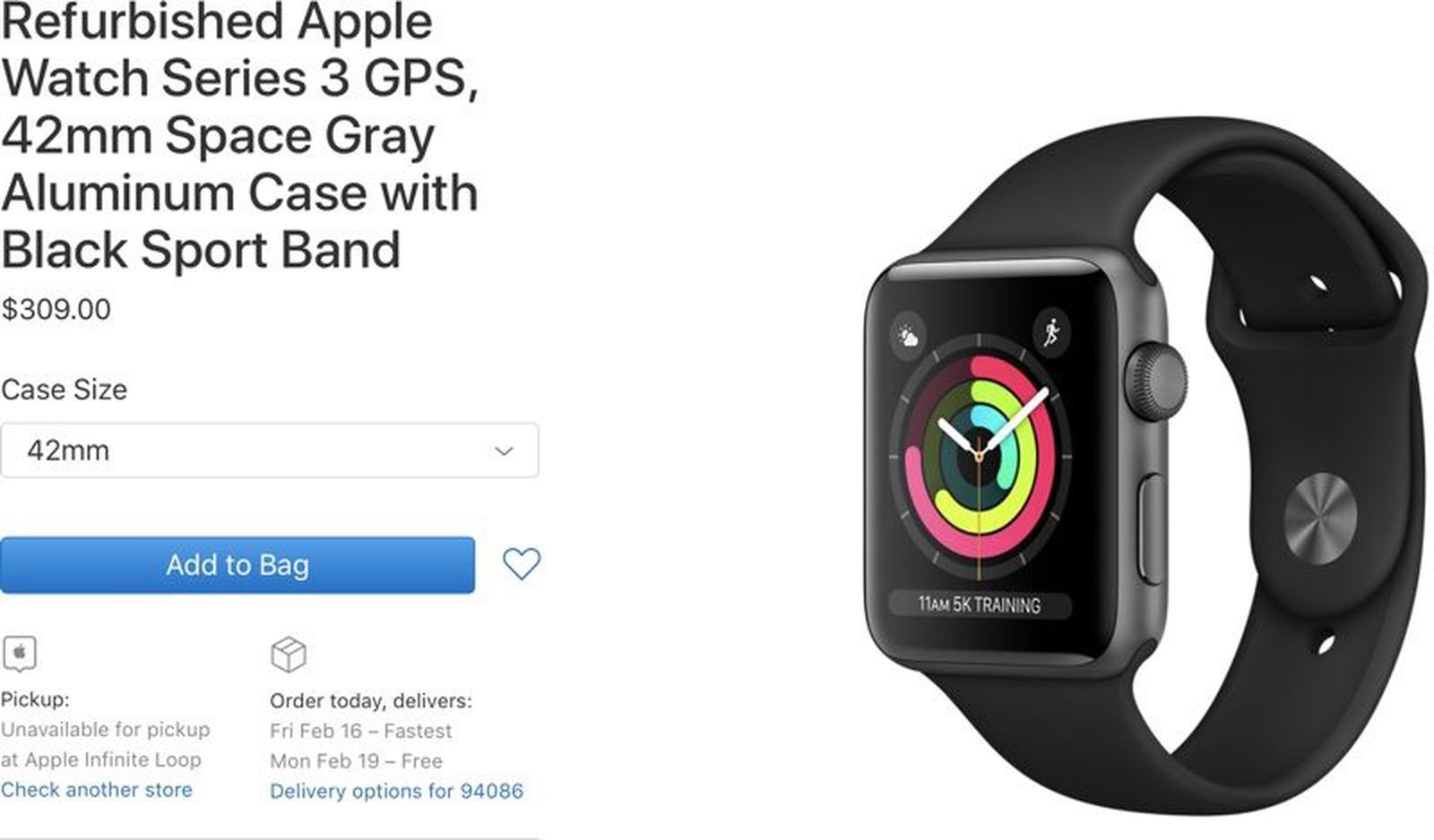 Apple watch hot sale 3 refurbished