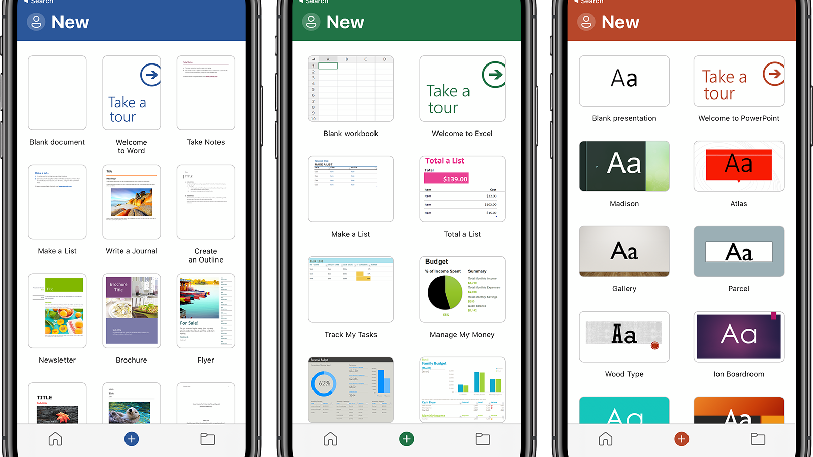 Microsoft Word Excel And Powerpoint Apps Redesigned With Simplified Three Tab Layout On Iphone Macrumors