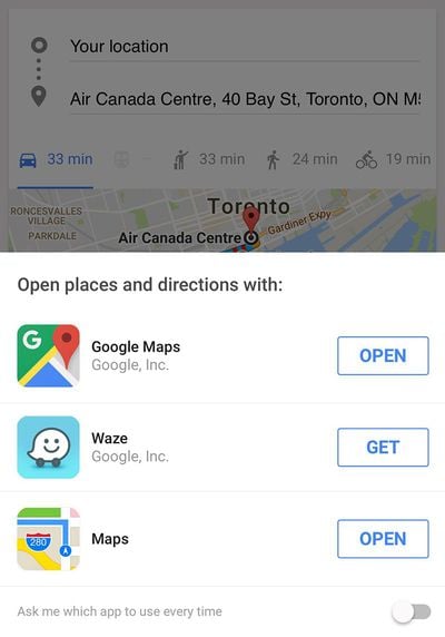 google app waze apple maps directions