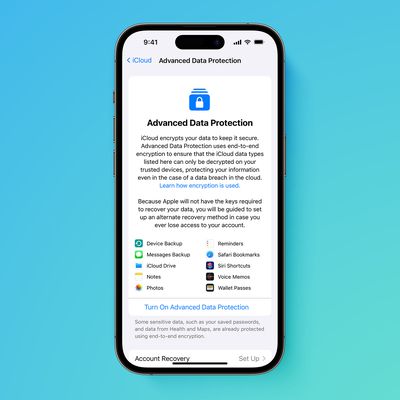 Apple advanced security Advanced Data Protection screen Feature