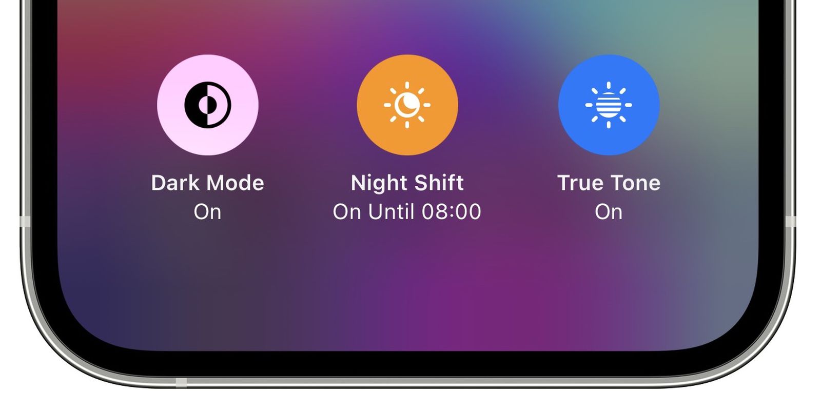 TIL that you can turn Dark Mode, Night Shift and True Tone on or off via  the brightness bar in the Control Panel. : r/ios