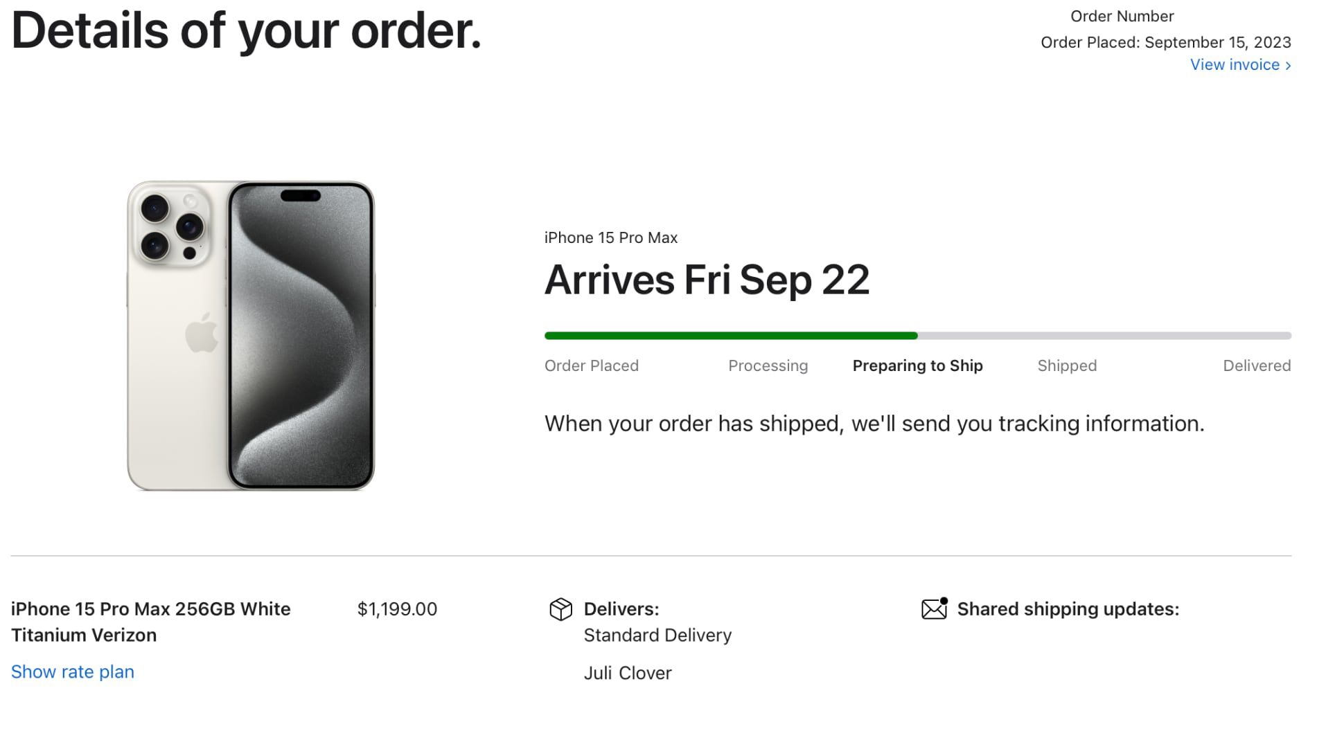 Sommige pre-orders voor de iPhone 15 en iPhone 15 Pro worden nu ‘voorbereid voor verzending’ vóór de lancering op 22 september