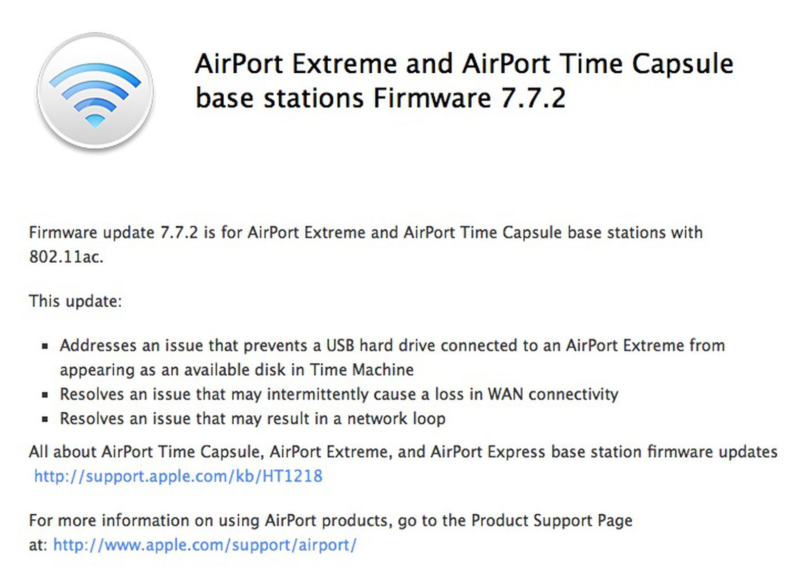 Apple AirPort Extreme and Time Capsule Firmware Update 7.7.2 MacRumors
