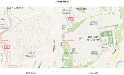 actualización del mapa de apple israel palestina arabia saudita