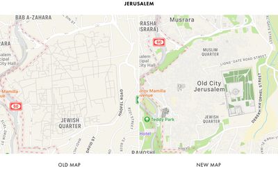 actualización de mapas de apple israel palestina arabia saudita