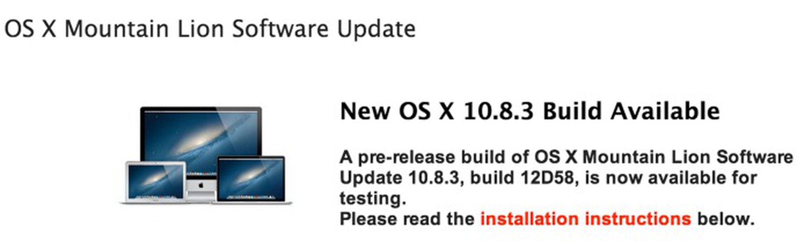 Apple Seeds Build 12D58 of OS X Beta 10.8.3 to Developers - MacRumors