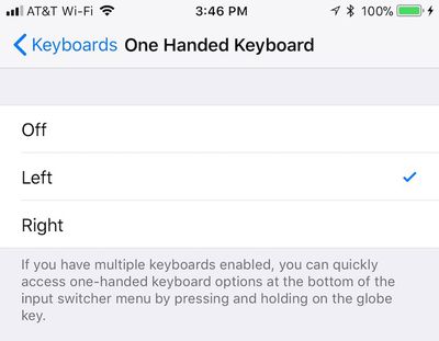 one hand keyboard settings