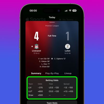 apple sports bettings odds