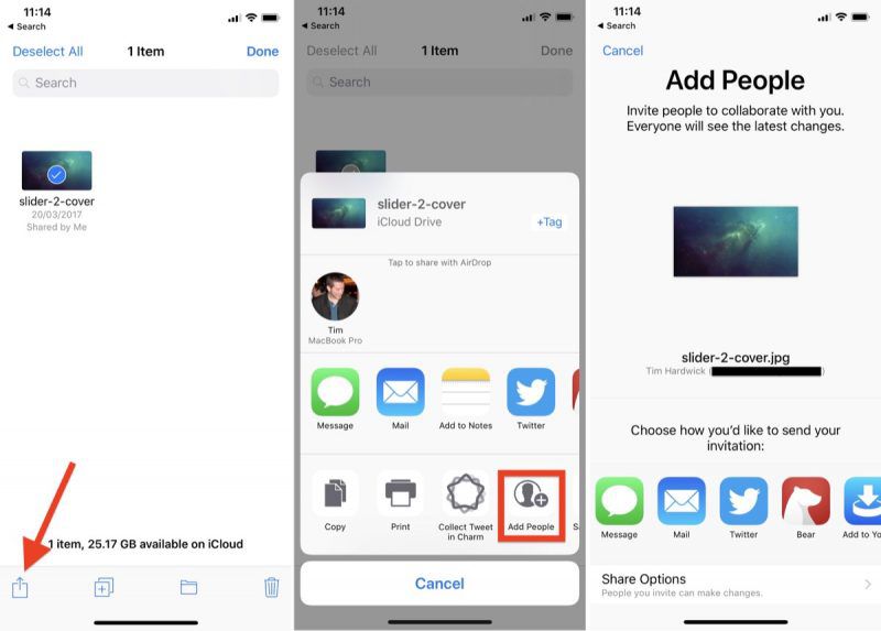 how to send something from icloud drive