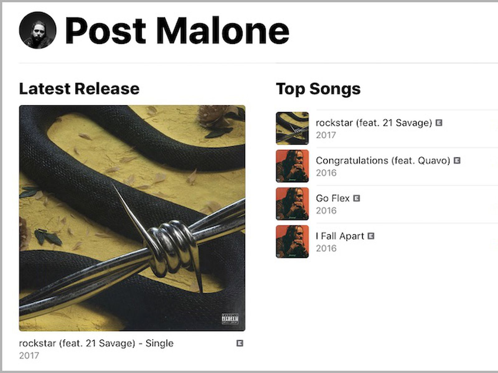 PostMalone's #rockstar feat. 21savage is the No. 1 song on AppleMusic No. 1  on the Spotify Global & US Top 50 charts