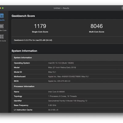 Geekbench 5 Dark Mode