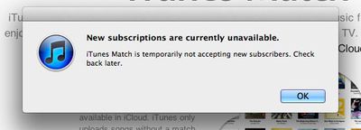 itunes match subscriptions down