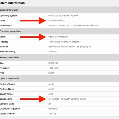 16 inch macbook pro geekbench