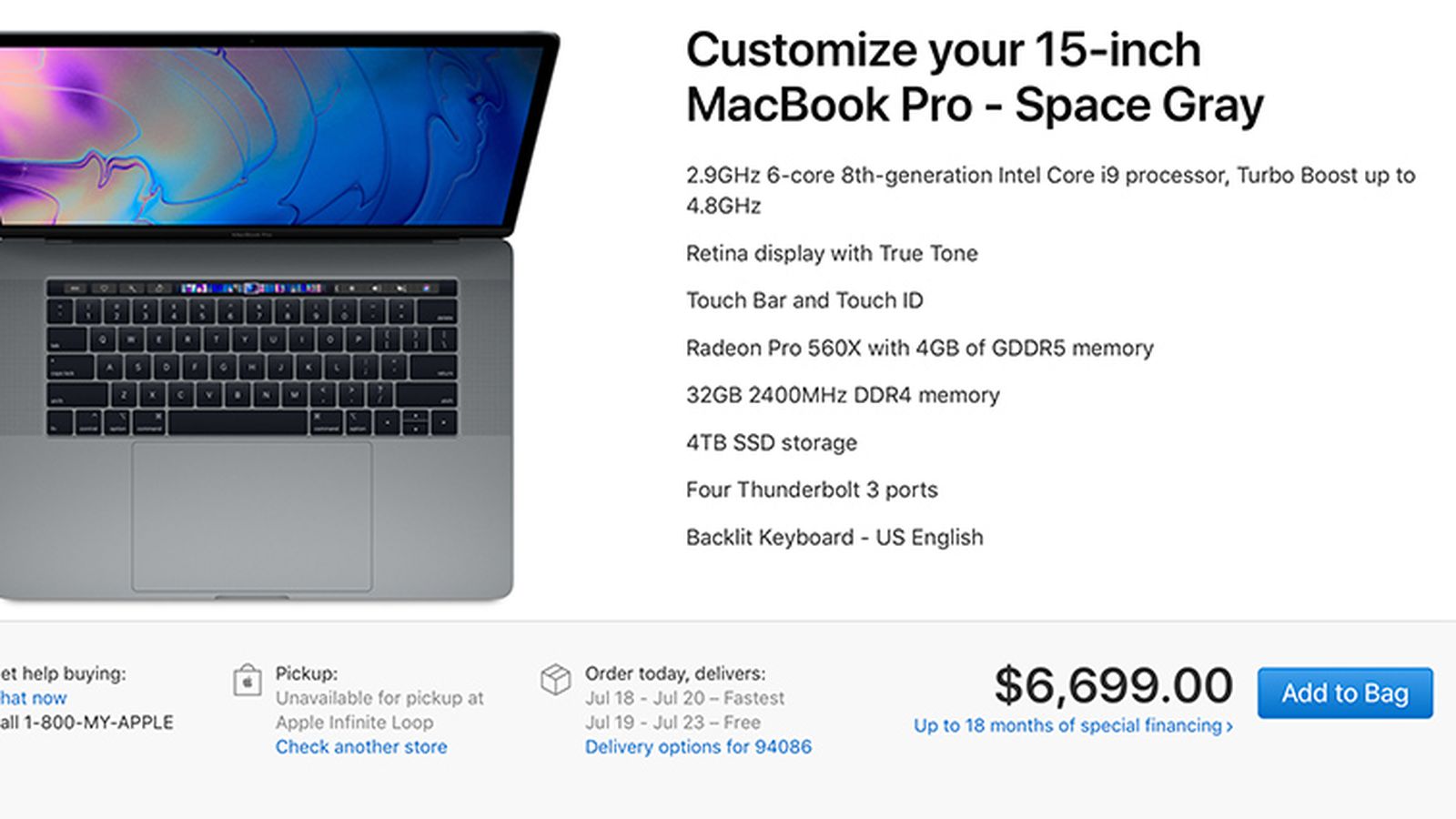 Maxed Out 15-Inch Pro Priced at $6,699 for Chip, 32GB RAM and 4TB SSD -