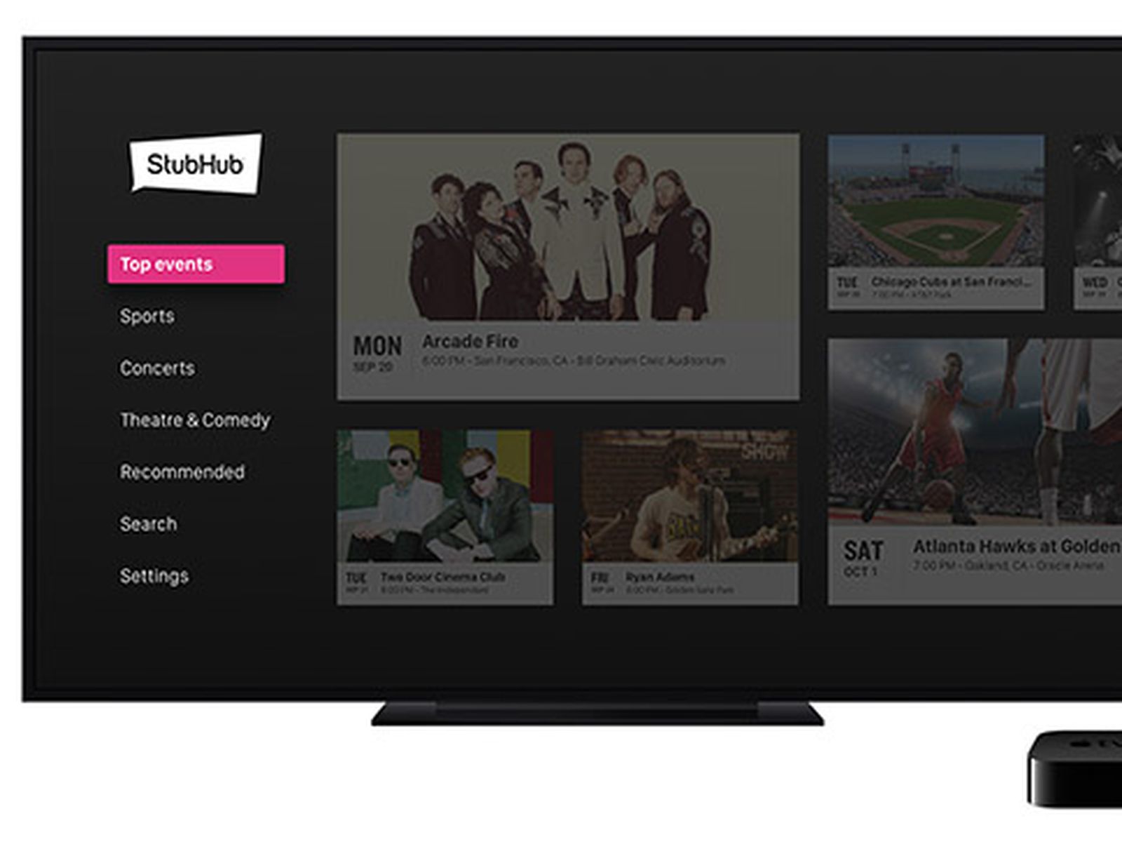 StubHub launches the first ticketing app for Apple TV