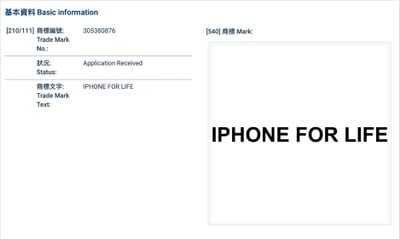 Apple Applies for Trademark of 'iPhone for Life' in Hong Kong