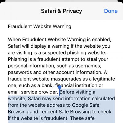 apple safari fraudulent website warning tencet
