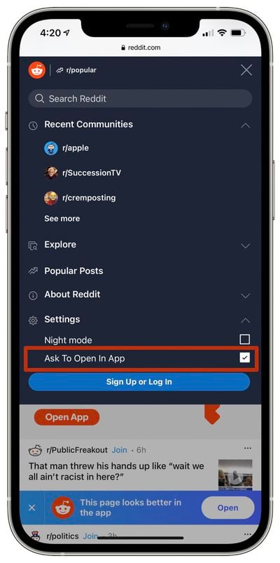 reddit open in app 3