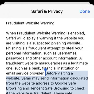 apple safari fraudulent website warning tencet