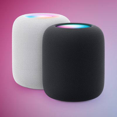 HomePod 2 White and Midnight Feature Purple Blue