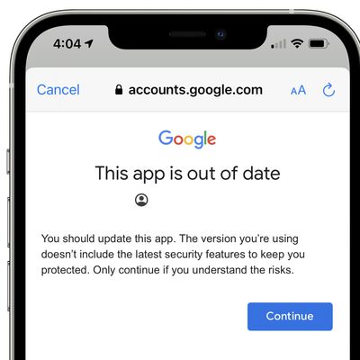 google gmail app out of date warning