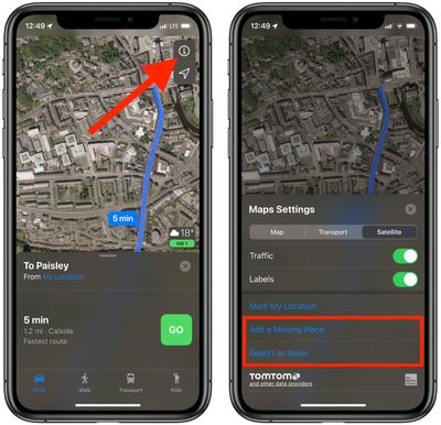 how to send feedback about errors in apple maps