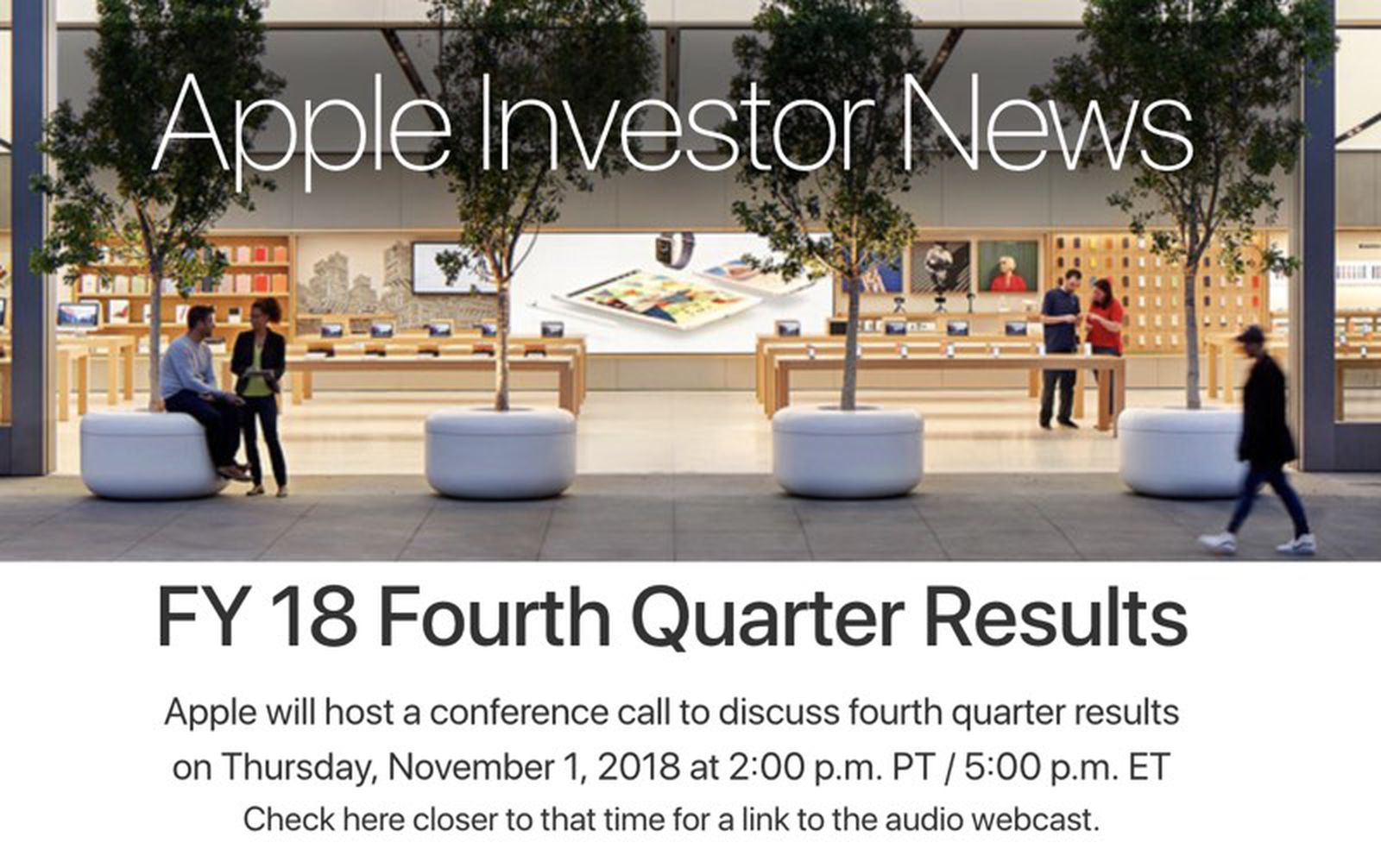 Apple to Announce Q4 2018 Earnings on November 1 MacRumors