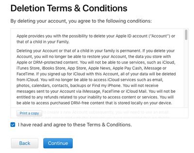 account deletion terms