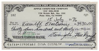 steve jobs check auction