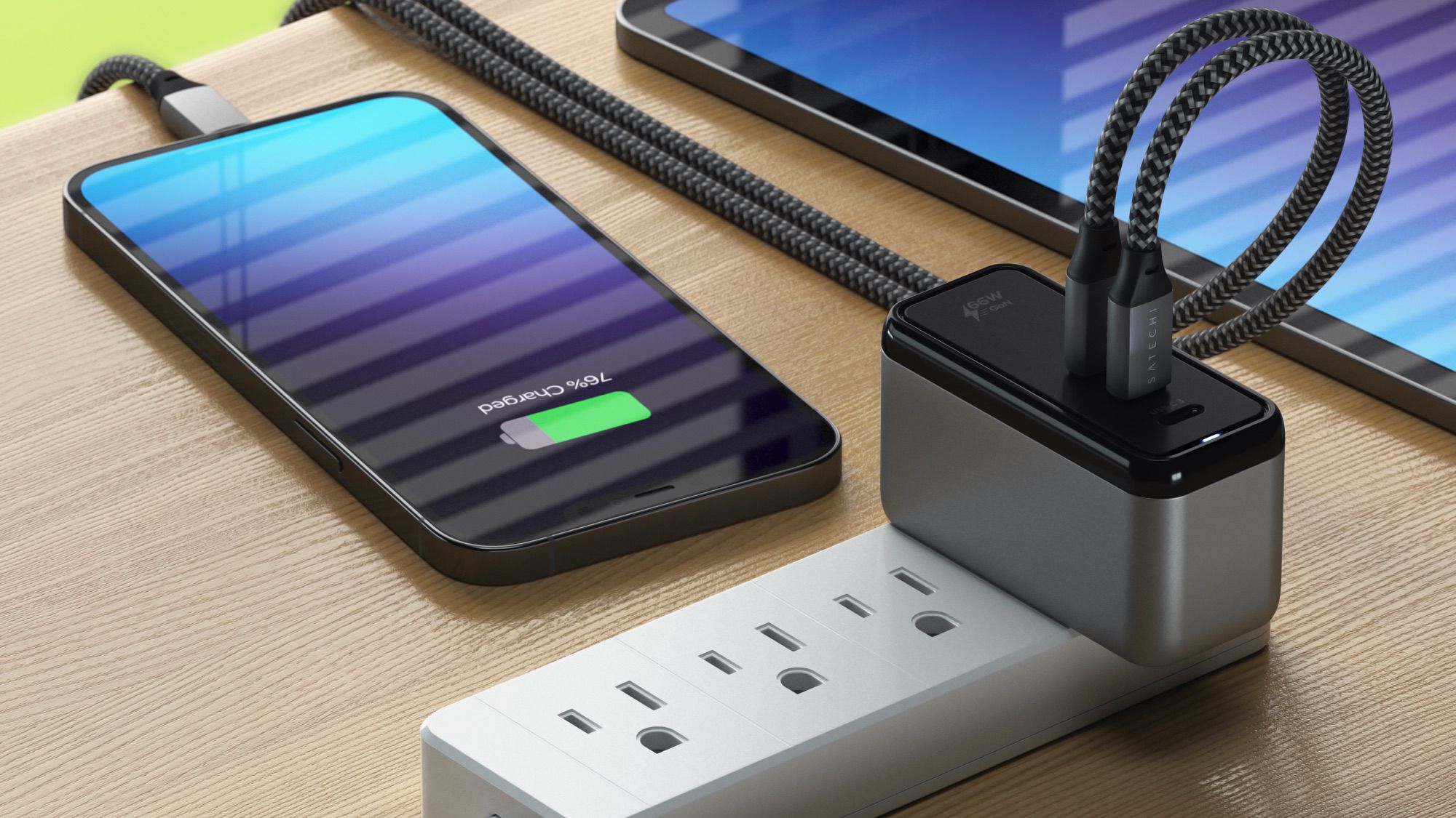 108W USB-C 3-Port GaN Wall Charger