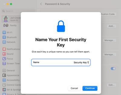 configuración de clave de seguridad mac