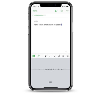 evernote voice dictation on beatsx