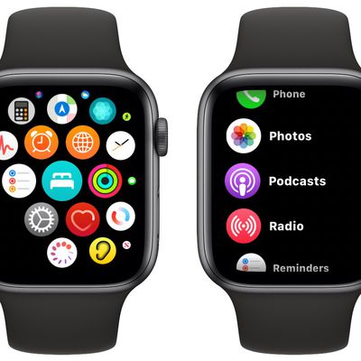 apple watch list grid view