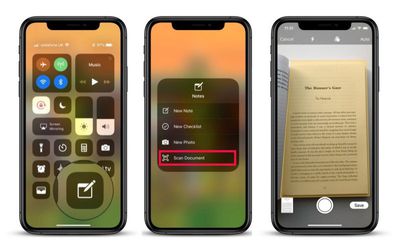 add document scanning to control center