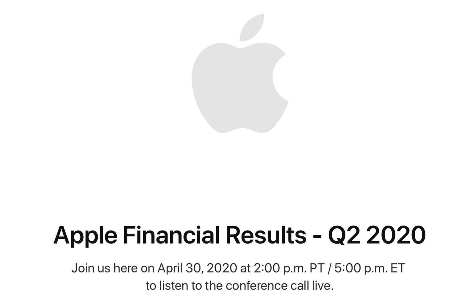 Apple to Announce Q2 2020 Earnings on April 30 MacRumors