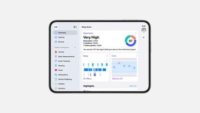 health app sleep side bar