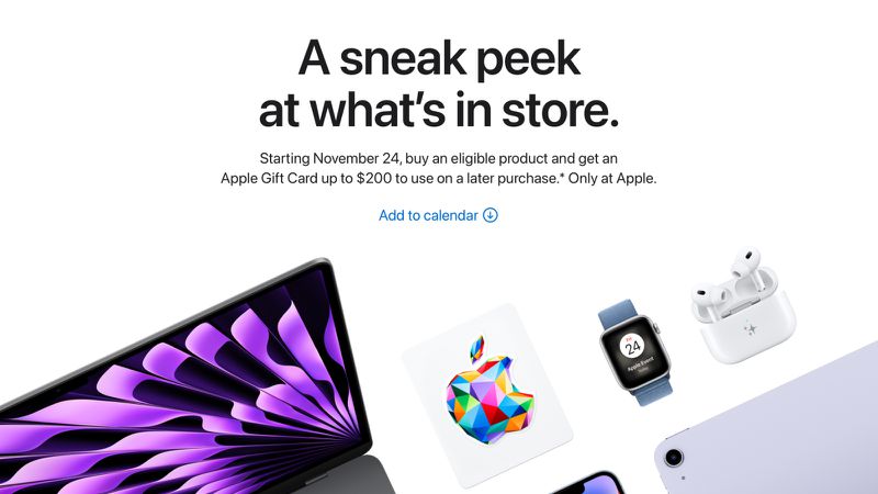 Apple's Black Friday Shopping Event to Offer Free Gift Cards on Select