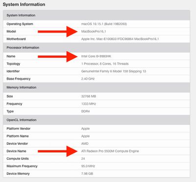 16 inch macbook pro geekbench